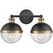 Ellmira 2 Light 15.75 inch Matte Black/ Aged Brass Vanity Light Wall Light